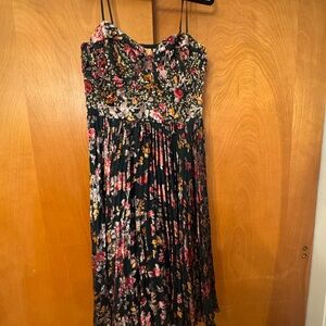 Anthropologie Black Floral Midi Dress